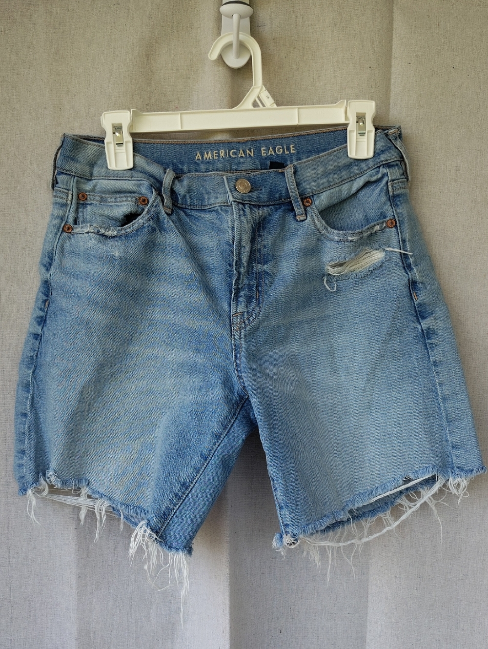 American Eagle Light Blue Distressed Denim Cutoff Shorts